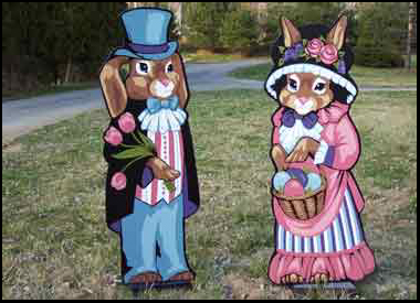 easter bunnies Easter Bunny lawn yard art display bunnie man woman bunnies 